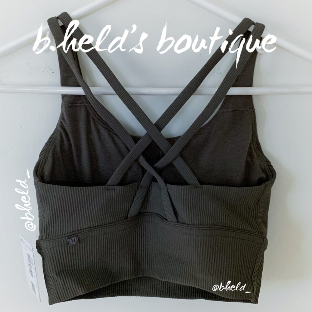 lululemon Energy Bra Long Line Ribbed in Rover Brown Tan Grey Size 4 New NWT - Picture 12 of 15